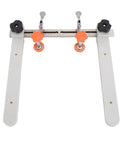 Heavy Duty Universal Draw Slide Guide Jig For Router Templates With Magnetic Quick Fix System showing precision components and clamp adjusters.