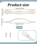 Vintage Alloy Cabinet Pulls 12 Sets White Drawer Handles 3.7 Inch 96mm Hole Centers with size dimensions displayed
