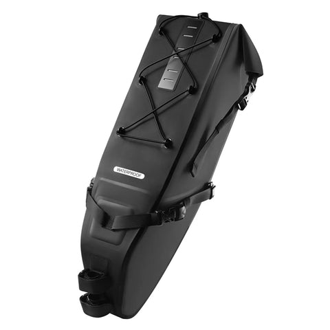 Under Seat Bike Bag With 14 Liter Capacity For Long Distance Rides Gear Storage Waterproof PVC Roll Top Build Keeps Your Essentials Dry On Rainy Roads