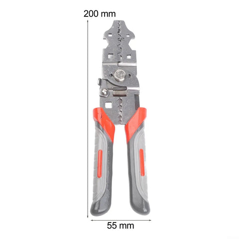 All In One Wire Stripper Tool For Electricians With Carbon Steel Pliers showing 200mm length and ergonomic grip