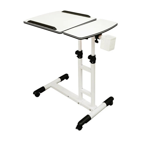 Smooth Rolling Standing Desk Heavy Duty Sit Stand Laptop Cart Adjustable Height Lockable Wheels Ergonomic Tilting Surface with storage.