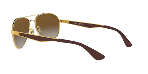 Unisex Aviator Sunglasses With Gold Frames And Polarized Light Grey Gradient Brown Lenses 58 mm RX Ready Case Included Lightweight Steel And Rubber Frame For Sports And Active Lifestyles, side view
