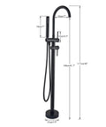 Dope Matte Black Freestanding Tub Filler Faucet with Shower And Handheld Sprayer Two Handle Floor Mount for Modern Bathrooms