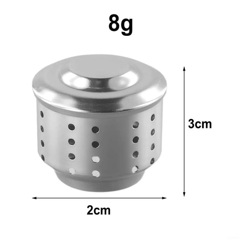 Stainless Steel Moka Pot Splash Guard Anti Splash Valve, 2x3 cm, shown with weight, preventing spills, reusable, easy to clean.