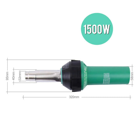 Hot Air Welding Gun Kit 1500W 110V with size dimensions for Plastic PVC Vinyl TPO Welding Includes Nozzle Roller