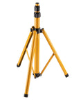 Adjustable Telescopic Metal Archery Target Stand in Bright Yellow for Backyard Practice, tripod base close-up for stability