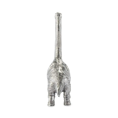 Apatosaurus Tape Measure From Saurus Collection Pewter Hand Finished Dinosaur Themed Pocket Ruler rear view in tin alloy