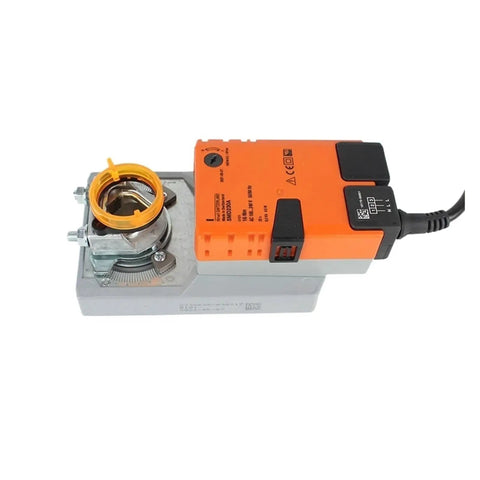 Heavy Duty Plug And Play Damper Actuator Controller 100 To 220VAC 16Nm Torque mounted on duct for air flow regulation.
