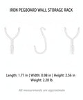 Heavy Duty Pegboard Rack With Wall Mounted Tool Organizer for storage hooks and measurements displayed.