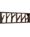 Premium Handcrafted Solid Wood Wall Mounted Coat Rack Featuring Retractable Hooks with twig-like hooks for organized storage.
