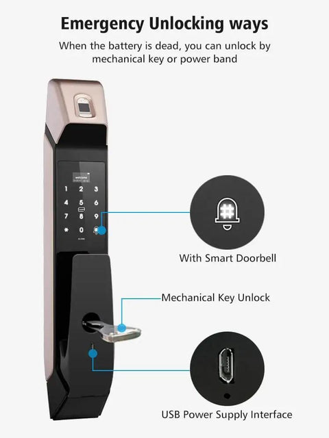 Level Up Your Home Safety With This Hassle Free Automatic Smart Door Lock Featuring Quick Fingerprint Scan Electronic Password Keyless Entry And M1 Card Access Plus Reliable Power Source
