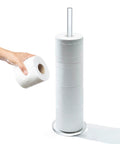 Must Have Freestanding Toilet Paper Holder Stand With Clear Acrylic No Assembly Floor Standing Roll Dispenser displaying rolls