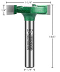 Pro Grade CNC Spoilboard Surfacing Router Bit With 1/4 Inch Shank 1-1/4 Inch Cutting Diameter 1/4 Inch Cutting Length Three Flutes