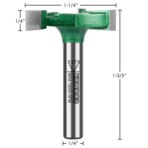 Pro Grade CNC Spoilboard Surfacing Router Bit With 1/4 Inch Shank 1-1/4 Inch Cutting Diameter 1/4 Inch Cutting Length Three Flutes