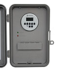 24 Hour 7 Day Electronic Time Switch 40A SPDT DPDT Auto-Voltage 120-277 VAC Outdoor NEMA 3R gray enclosure open view