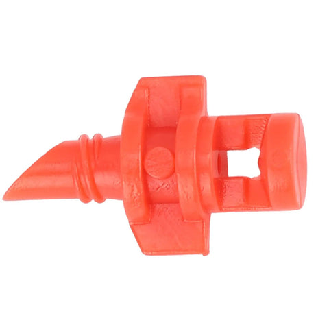 Red plastic component of 360 Degree Micro Sprayer For Crops And Lawn Irrigation, Plastic Atomized Sprinkler For Trees And Greenhouse Use.