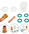 Upgrade Your Weld Game With This Stubby Gas Lens Kit #12 Cup Designed Specifically For Wp-17, Wp-18 And Wp-26 Tig Torch models with copper and glass components.