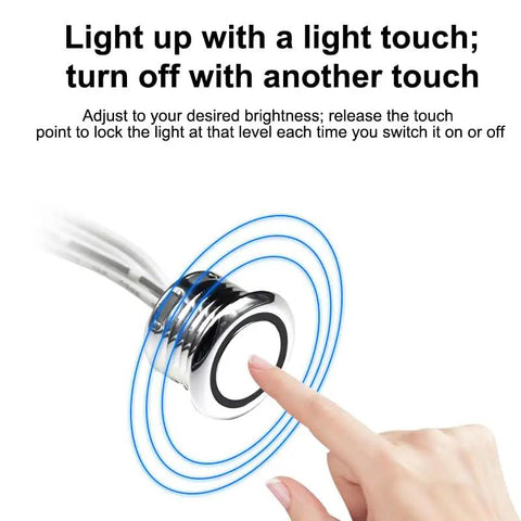 Touch operation of a Hidden Touch Dimmer Switch For 12V 24V LED Strips Stepless Brightness Controller With LED Indicator Metallic Panel