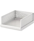 Stackable Closet Organizers Supercharge Your Home Storage Routine With Durable Wardrobe Bins Built For Seamless Bathroom Bedroom And Apartment Organization While You Kick Your Clutter Straight To The Curb. Grey stackable wardrobe bin made of polypropylene, ideal for organizing small spaces.