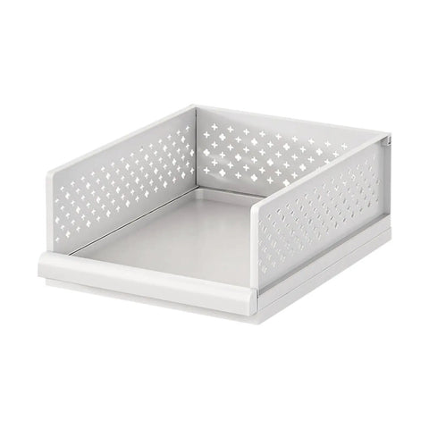 Stackable Closet Organizers Supercharge Your Home Storage Routine With Durable Wardrobe Bins Built For Seamless Bathroom Bedroom And Apartment Organization While You Kick Your Clutter Straight To The Curb. Grey stackable wardrobe bin made of polypropylene, ideal for organizing small spaces.