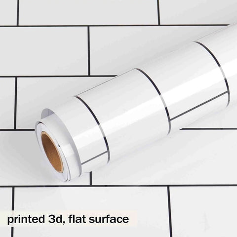 Easy Peel And Stick Subway Tile Backsplash Wallpaper roll on grid, waterproof white brick pattern, 17.7 by 276 inch