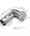 Adjustable 2 Way Pipe Connector For 1 Inch Stainless Steel Rail And Chain Link Fence, heavy duty clamp fittings with bolts, side view
