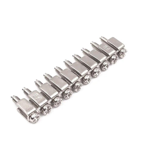 10 Pack Fixed Bridge Jumpers For DIN Rail Terminal Blocks FBI 10 6 10 Pole Nickel Plated Brass Silver Insertion Pull Bridging