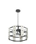 Three Light Farmhouse Drum Chandelier With White Drum Shade In Black Metal And Wood Finish Adjustable Height From 18 Inches To 70.5 Inches The Real Deal For Living Room Dining Room Kitchen Island And Foyers
