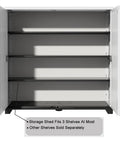 Open view of Waterproof Outdoor Storage Cabinet With Two Shelves 60 Gallon Resin Shed For Patio showing interior space.
