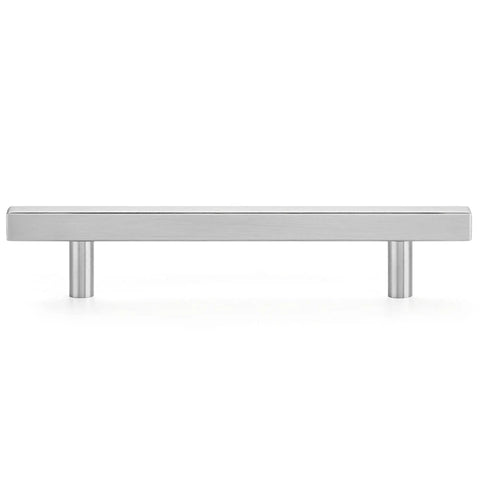 60 Pack Square Cabinet Pulls In Brushed Nickel 7 3 8 Inch Length 5 Inch Hole Center Stainless Steel Kitchen Drawer Handles Modern Flat Cabinet