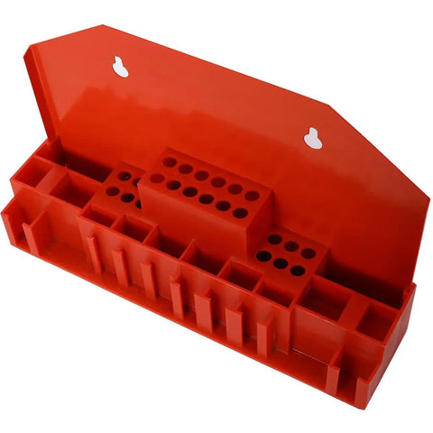 Red storage rack for 58 Piece T Slot Clamping Kit For Milling Machines Hold Down Clamp Set With Half Inch 13 TPI Studs