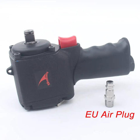 Heavy Duty Half Inch Mini Pneumatic Impact Wrench Air Powered Spanner Delivering 11000 Rpm Knockout Force for repairs with EU air plug.