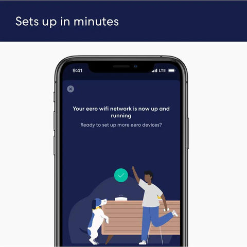 Setup screen on smartphone for Like-New Eero 6 Mesh WiFi Extender for Up to 1,500 Sq Ft Boost, Add-On Coverage, Requires Eero Mesh System