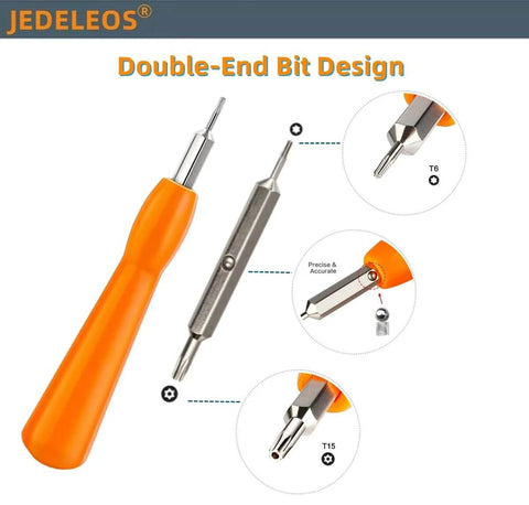 Doorbell Screwdriver Replacement Kit With Double Ended Bits For All Video Doorbells With T6 and T15 held in orange handle