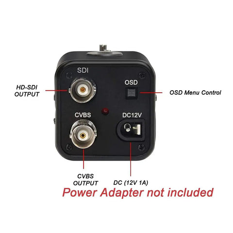 Back view of HD SDI Security Camera 2MP 1080P With 1/2.8 High Sensitivity CMOS 2.8-12mm Manual Varifocal Lens showing connections