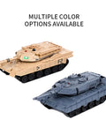 2.4 GHz 9-Channel RC Battle Tank With Sound Lights And Rotating Turret, 1:64 Scale Combat Vehicle in yellow and gray options