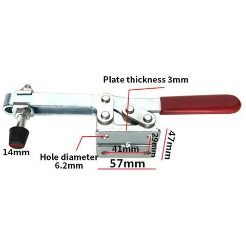 Heavy Duty Horizontal Clamp With Quick Release, 277kg Capacity, Pro Grade Clamping Tool For Woodworking, Carpentry And Welding, Steel And Rubber Construction, 85 Degree Opening, Smooth Lever Action, 57mm clamp
