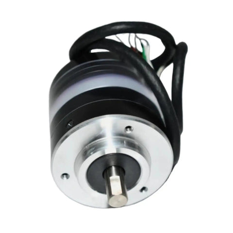 Rotary Encoder TRD-J20-RZS for Industrial Controls and Machinery, Easy Shaft Mounting on Motors and Linear Guides, Rock Solid Feedback Loop for Precise Angle Tracking and Smooth Motion Control, black metal housing, shaft view