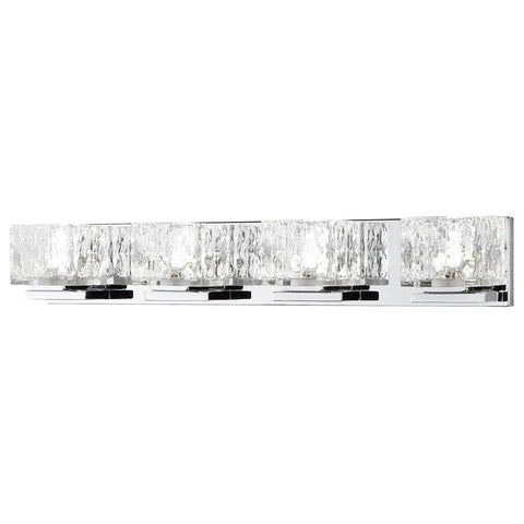 Slick Chrome 24 Watt Integrated LED Bathroom Vanity Light With Clear Cube Glass Diffuser above sink