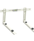 Universal Outdoor Mini Split Wall Mount Bracket for Ductless AC Heat Pump Systems, heavy-duty adjustable L bracket, front view.
