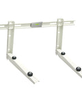 Heavy Duty Mini Split Wall Mount Bracket Designed For Rock Solid Outdoor Installation Supports 270 Pounds Universal Fit with leveling feature.