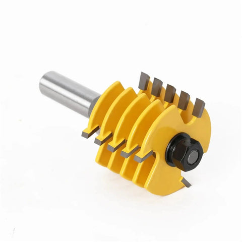 Premium Adjustable Box Joint Router Bit With Five Tough Carbide Blades And Fast Shank Setup For Slick Tenon Cuts and woodworking.