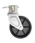 Heavy Duty 6 Inch Caster Wheel With 2 Inch Inside Diameter Fitting For 2 Inch Jack Tube Mount Built Tough Design Smooth Ride supports up to 1200 lbs black wheel with steel housing.