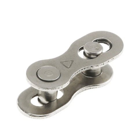 Close-up of 5 Pack Universal Bicycle Chain Master Link Connectors For 6 7 8 Speed Chains Quick Master Link Tool, silver finish.
