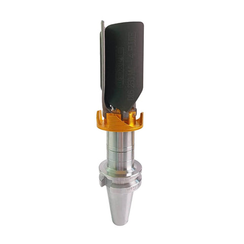 Heavy Duty Chip Removal Fan For End Mill Machines, CNC Milling Bit Chip Cleaner, D16 Shank, aluminum handle, close-up view