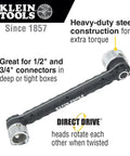 Conduit Locknut Wrench For One Half Inch And Three Quarter Inch Connectors With Direct Drive Heads Built Tough In Heavy Duty Steel