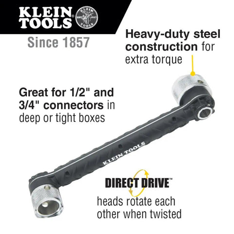 Conduit Locknut Wrench For One Half Inch And Three Quarter Inch Connectors With Direct Drive Heads Built Tough In Heavy Duty Steel