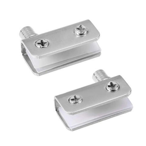 Two Pack Glass Pivot Hinge Set Stainless Steel For Cabinet Doors With Soft Close Hydraulic Damper Hidden Rotation Axis Quiet Anti Slam For Wine Cabinets And Glass Doors, close-up view.