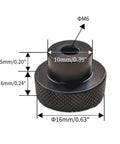 Aluminium Alloy Handwheel 16mm OD M6 Thread Black Knurling CNC Machined Anodized Finish precise measurement details