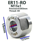 Heavy Duty ER11 Collet Clamping Nut For Lathe And CNC Machining Precision Steel Chuck Tightener showing M15x1 size and 19mm height.